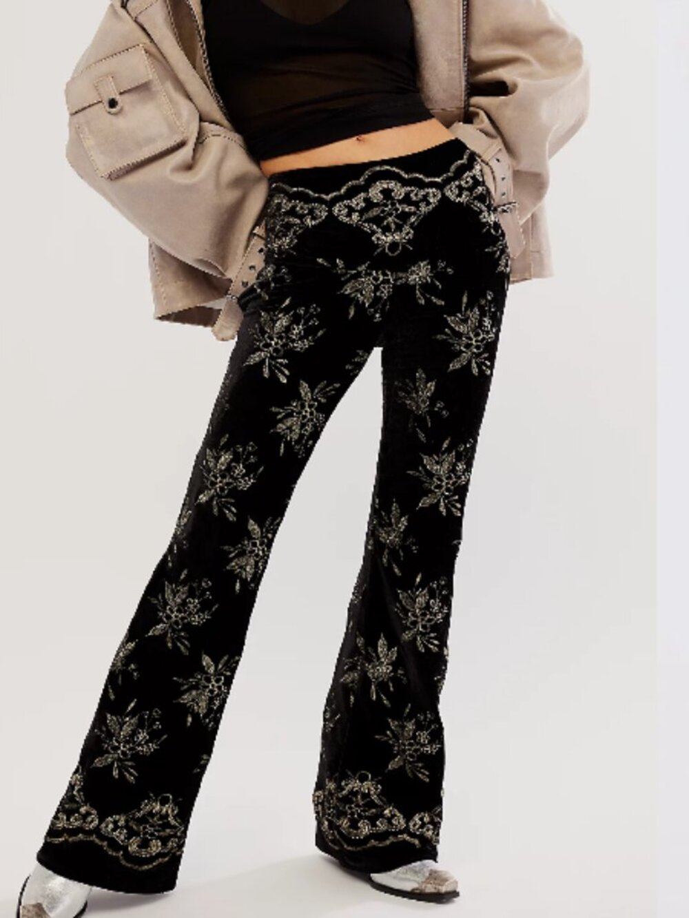 Free People Dance Forever Knit Flare Pant Starry Night Combo S